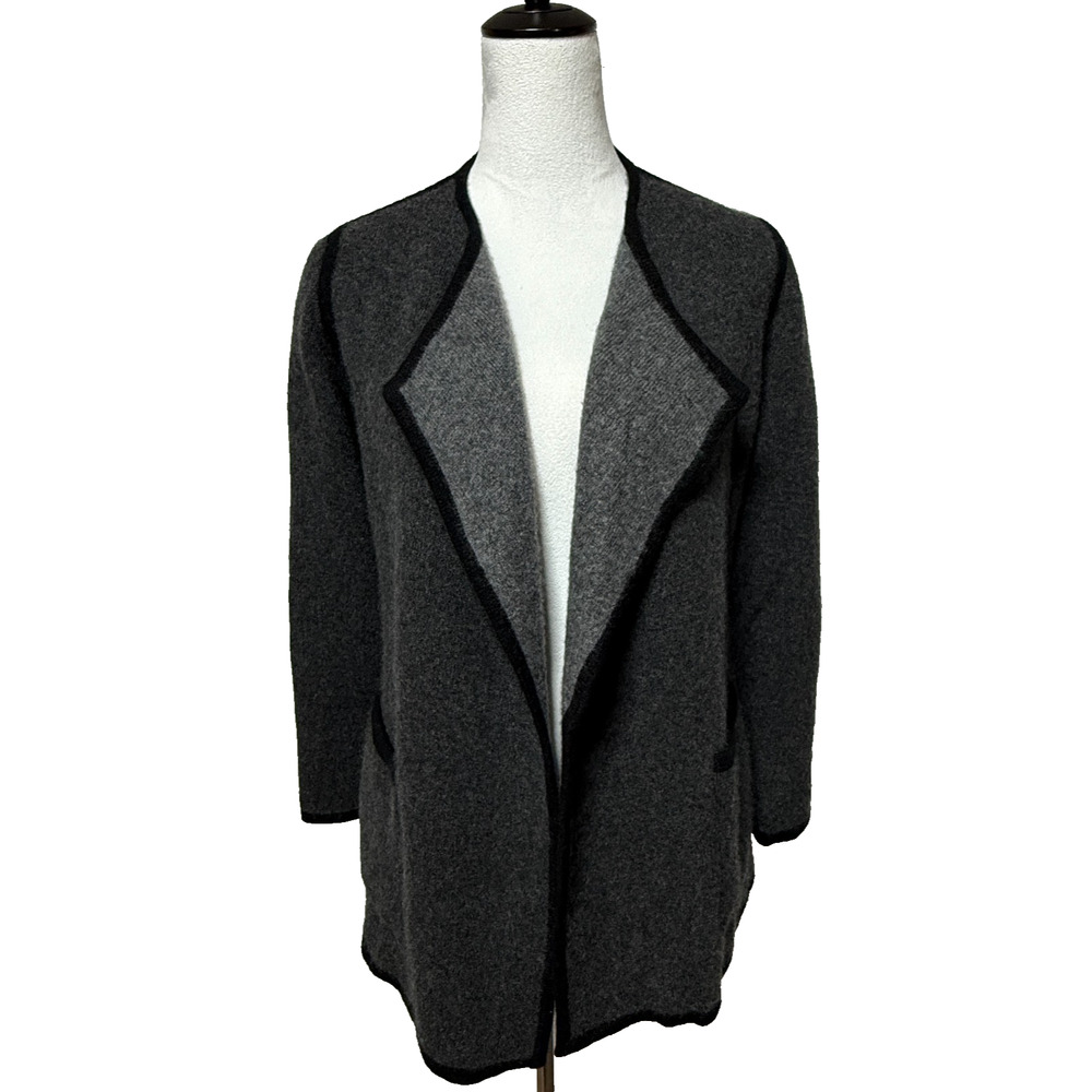 Alashan Cashmere Cardigan Womens Small Gray Black Reversible Sweater Career